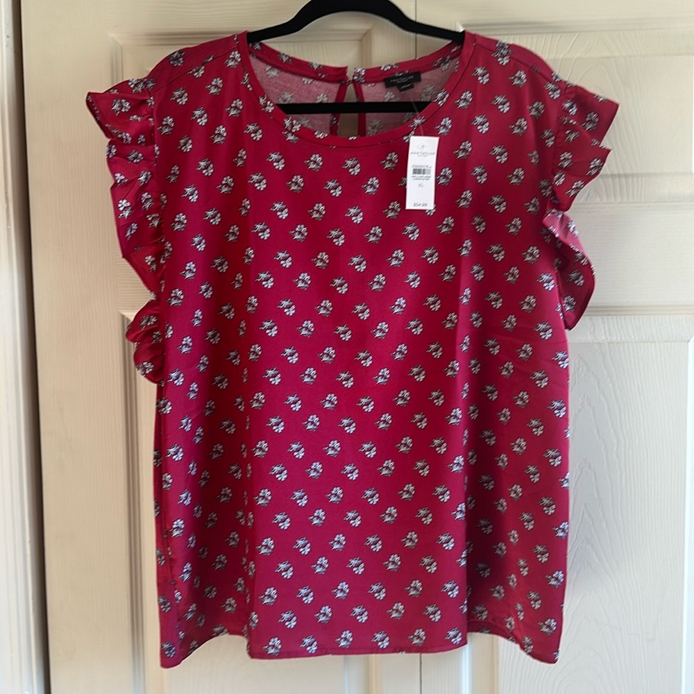 Ann Taylor Factory Store Mixed Media Blouse -XL NWT